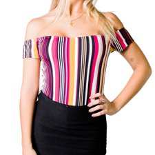 Body Listrado Feminino Decote Ombro A Ombro Body Listrado Feminino Decote Ombro A Ombro