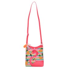 Kit Bolsa Transversal Listrada Flamingo Com Strass + 3 Xuxinhas Infantil Kit Bolsa Transversal Listrada Flamingo Com Strass + 3 Xuxinhas Infantil