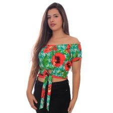 Cropped Feminina Floral Com Amarração Cropped Feminina Floral Com Amarração