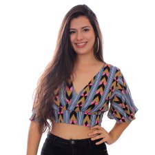 Cropped Feminino Estampa De Coração Com Amarração Traseira Cropped Feminino Estampa De Coração Com Amarração Traseira