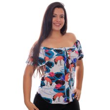 Blusa Ciganinha Estampada Com Manga Curta Blusa Ciganinha Estampada Com Manga Curta