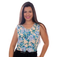 Body Maiô Floral Sem Manga Decote Traseiro Com Amarração Body Maiô Floral Sem Manga Decote Traseiro Com Amarração
