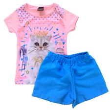 Conjunto Infantil Feminino Regata/Camiseta Com Strass + Short Estampado Conjunto Infantil Feminino Regata/Camiseta Com Strass + Short Estampado