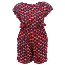 Macaquinho Estampado Plus Size Com Gola Choker Macaquinho Estampado Plus Size Com Gola Choker