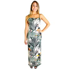 Vestido Regata Longo Estampado Com Amarração Nas Costas Vestido Regata Longo Estampado Com Amarração Nas Costas