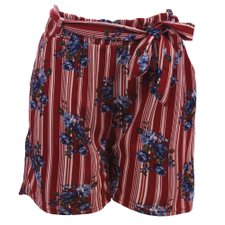 Short Feminino Cintura Alta Bengaline Floral Com Amarração Short Feminino Cintura Alta Bengaline Floral Com Amarração
