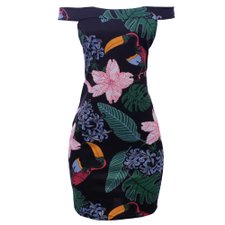 Vestido Tubinho Com Estampa Tropical Vestido Tubinho Com Estampa Tropical