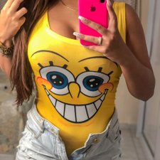 Body Regata Carnaval Estampa Mulher Maravilha Bob Esponja Body Regata Carnaval Estampa Mulher Maravilha Bob Esponja