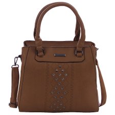 Bolsa Satchel Feminina Em Alto Relevo Com Vazados E Spikes Bolsa Satchel Feminina Em Alto Relevo Com Vazados E Spikes