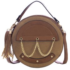 Bolsa Luxo Redonda Feminina Em Alto Relevo Com Correntes E Tassel Bolsa Luxo Redonda Feminina Em Alto Relevo Com Correntes E Tassel