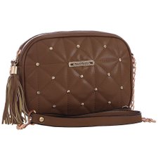 Bolsa Transversal Em Matelassê Com Tachas e Tassel Com Alça De Corrente Bolsa Transversal Em Matelassê Com Tachas e Tassel Com Alça De Corrente
