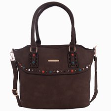 Bolsa Feminina Satchel Em Alto Relevo Com Tachas Coloridas Bolsa Feminina Satchel Em Alto Relevo Com Tachas Coloridas