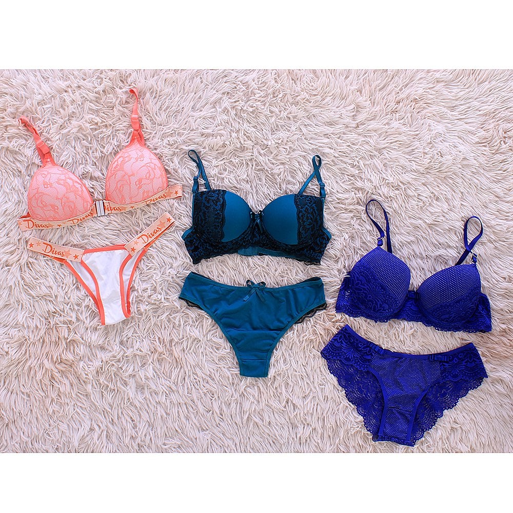 Kit Feminino 3 Conjuntos Lingerie Rendados Bojo Compre Agora Feira Da Madrugada SP
