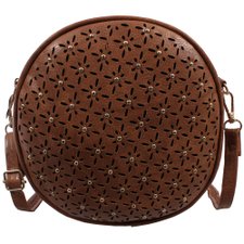 Bolsa Redonda Feminina Em Alto Relevo Com Vazados E Tachas Bolsa Redonda Feminina Em Alto Relevo Com Vazados E Tachas
