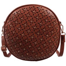 Bolsa Redonda Feminina Em Alto Relevo Com Vazados E Tachas Bolsa Redonda Feminina Em Alto Relevo Com Vazados E Tachas