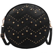 Bolsa Redonda Feminina Em Alto Relevo Com Spikes E Tachas Bolsa Redonda Feminina Em Alto Relevo Com Spikes E Tachas