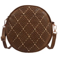 Bolsa Feminina Redonda Em Alto Relevo Com Vazados E Tachas Bolsa Feminina Redonda Em Alto Relevo Com Vazados E Tachas
