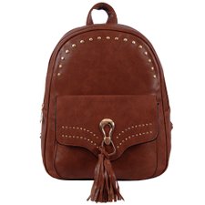 Mochila Feminina Estampa Em Alto Relevo Com Tachas E Tassel Mochila Feminina Estampa Em Alto Relevo Com Tachas E Tassel