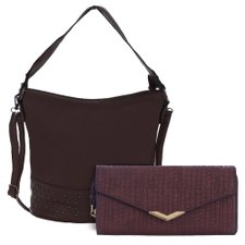 Kit Feminino Bolsa Ombro + Carteira Animal Print Transversal Kit Feminino Bolsa Ombro + Carteira Animal Print Transversal