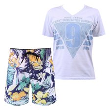 Kit Masculino Camiseta + Bermuda Estampada Em Tactel P Kit Masculino Camiseta + Bermuda Estampada Em Tactel P
