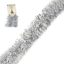 Enfeite Festão Metalizado Prata Para Árvore Natal 2 Metros