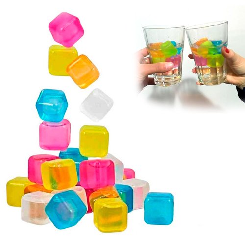 Kit Com 10 Cubos De Gelo Artificiais Quadrado Plástico