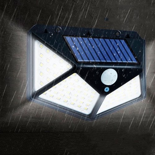 Luminária Solar 100 Leds C/ Sensor À Prova D' Água 3 Modos