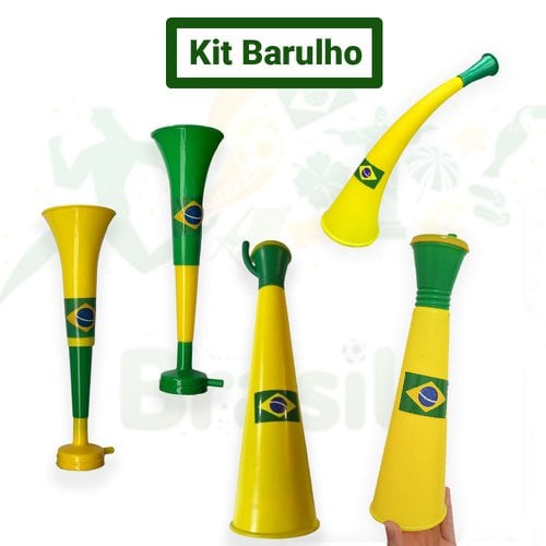 Kit Copa Do Mundo Barulho Corneta Buzina Vuvuzela C/5 Peças