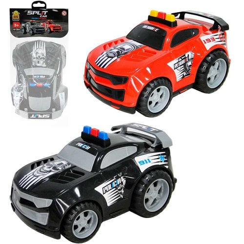 Carro Split Car Policia Bombeiro De Brinquedo Resgate Roda Livre