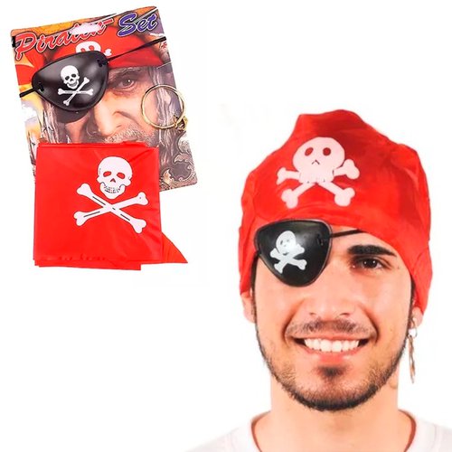 Kit Pirata Com 3 Peças Para O Halloween Festa Fantasia