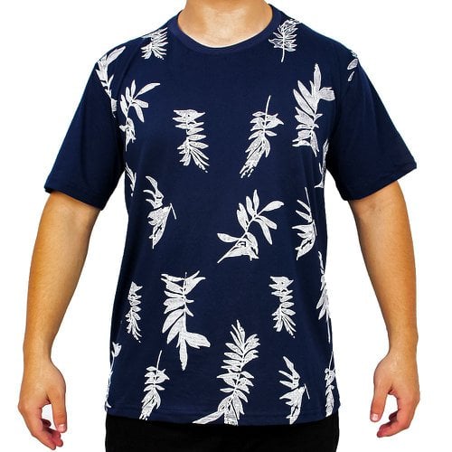Camiseta Masculina Estampada Casual Floral Básica