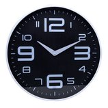 Relógio De Parede Em Plástico Preto Com Branco 30,5cm x 4cm 2748 Lyor