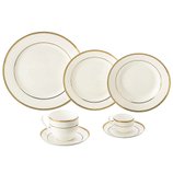 Jogo de Jantar 42 Peças Porcelana Bone China Gold Alto Relevo 25046 Wolff Jogo de Jantar 42 Peças Porcelana Bone China Gold Alto Relevo 25046 Wolff