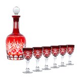 Jogo Licor 7 Peças Vidro Sodo-Calcico Lapidado Palm Vermelho 25786 Wolff Jogo Licor 7 Peças Vidro Sodo-Calcico Lapidado Palm Vermelho 25786 Wolff
