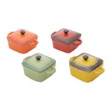 Jogo Mini Panelas Quadradas de Porcelana Coloridas com Tampa 9 cm 4 peças 30395 Bon Gourmet Jogo Mini Panelas Quadradas de Porcelana Coloridas com Tampa 9 cm 4 peças 30395 Bon Gourmet