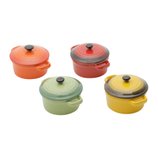 Jogo Mini Panelas Redondas de Porcelana Coloridas com Tampa 12,5 cm 4 peças 30396 Bon Gourmet Jogo Mini Panelas Redondas de Porcelana Coloridas com Tampa 12,5 cm 4 peças 30396 Bon Gourmet