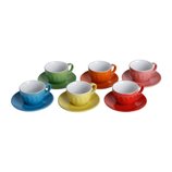 Jogo de Xícaras de Chá com Pires de Porcelana Coloridas 6 Peças 220 ml Mary 1137 Bon Gourmet Jogo de Xícaras de Chá com Pires de Porcelana Coloridas 6 Peças 220 ml Mary 1137 Bon Gourmet