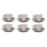 Jogo de Xícaras de Porcelana de Café com Pires Prata Versa 90ml 6 Peças 17370 Wolff Jogo de Xícaras de Porcelana de Café com Pires Prata Versa 90ml 6 Peças 17370 Wolff