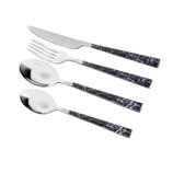 Faqueiro de Inox 24 Peças Cabo Plástico Marble Preto 26803 Bon Gourmet Faqueiro de Inox 24 Peças Cabo Plástico Marble Preto 26803 Bon Gourmet
