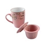 Caneca de Porcelana com Infusor e Tampa Vintage Letters Rosa 350ml 26502 Bon Gourmet Caneca de Porcelana com Infusor e Tampa Vintage Letters Rosa 350ml 26502 Bon Gourmet