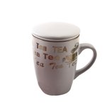 Caneca de Porcelana com Infusor e Tampa Vintage Letters Cinza 350ml 26503 Bon Gourmet Caneca de Porcelana com Infusor e Tampa Vintage Letters Cinza 350ml 26503 Bon Gourmet