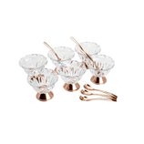 Jogo Bowls de Cristal Sobremesa 6 peças com Colheres Rosé Louise 87125 Wolff Jogo Bowls de Cristal Sobremesa 6 peças com Colheres Rosé Louise 87125 Wolff