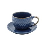 Jogo de 4 Xícaras Porcelana Para Café com Pires Azul 90ml 27610 Bon Gourmet Jogo de 4 Xícaras Porcelana Para Café com Pires Azul 90ml 27610 Bon Gourmet