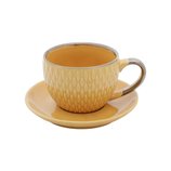 Jogo de 4 Xícaras de Porcelana para Café com Pires Amarelo 90ml 27611 Bon Gourmet Jogo de 4 Xícaras de Porcelana para Café com Pires Amarelo 90ml 27611 Bon Gourmet