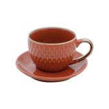 Jogo de 4 Xícaras de Porcelana para Café com Pires Laranja 90ml 27612 Bon Gourmet Jogo de 4 Xícaras de Porcelana para Café com Pires Laranja 90ml 27612 Bon Gourmet