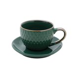 Jogo de 4 Xícaras de Porcelana para Café com Pires Verde 90ml 27613 Bon Gourmet Jogo de 4 Xícaras de Porcelana para Café com Pires Verde 90ml 27613 Bon Gourmet