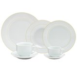 Jogo Jantar Chá Café 42 Peças Porcelana com Borda Dourada Marrocos 17464 Wolff Jogo Jantar Chá Café 42 Peças Porcelana com Borda Dourada Marrocos 17464 Wolff