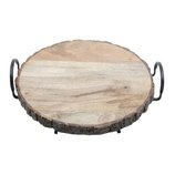 Bandeja Redonda de Madeira para Servir com Suporte Metal 32x30x10cm 27485 Woodart Bandeja Redonda de Madeira para Servir com Suporte Metal 32x30x10cm 27485 Woodart