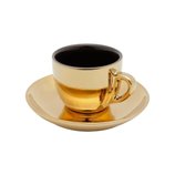 Jogo Xícaras Chá Porcelana 6 peças com Pires Preto e Dourado Versa 220ml 35530 Wolff Jogo Xícaras Chá Porcelana 6 peças com Pires Preto e Dourado Versa 220ml 35530 Wolff