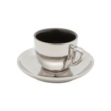 Jogo Xícaras Chá Porcelana 6 Peças com Pires Preto e Prata Versa 220ml 35531 Wolff Jogo Xícaras Chá Porcelana 6 Peças com Pires Preto e Prata Versa 220ml 35531 Wolff